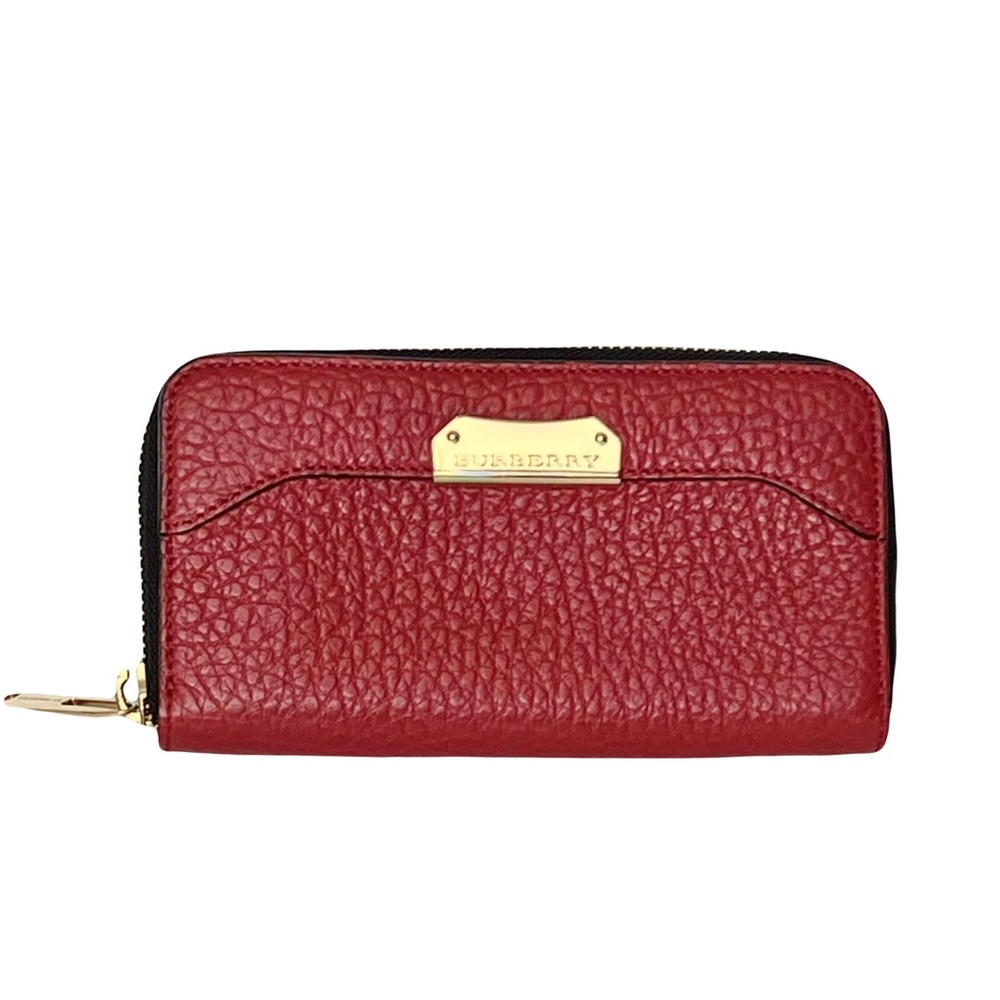 EUC Burberry Heritage Grain Zip Wallet in Red